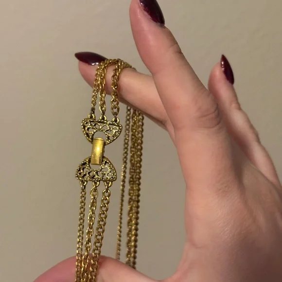 VTG 70s Goldette Statement Pendant Layered Necklace Pocket Watch Style Locket - Picture 6 of 9